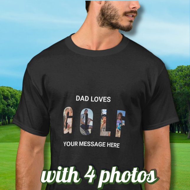 T-shirt Fun Papa Golf Custom 4 Photos Message (Créateur téléchargé)