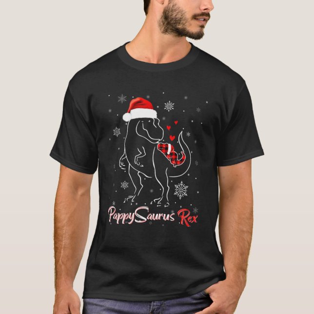 T-shirt Fun Pappysaurus Rex Cute Dinosaur Rouge Paid Chris (Devant)