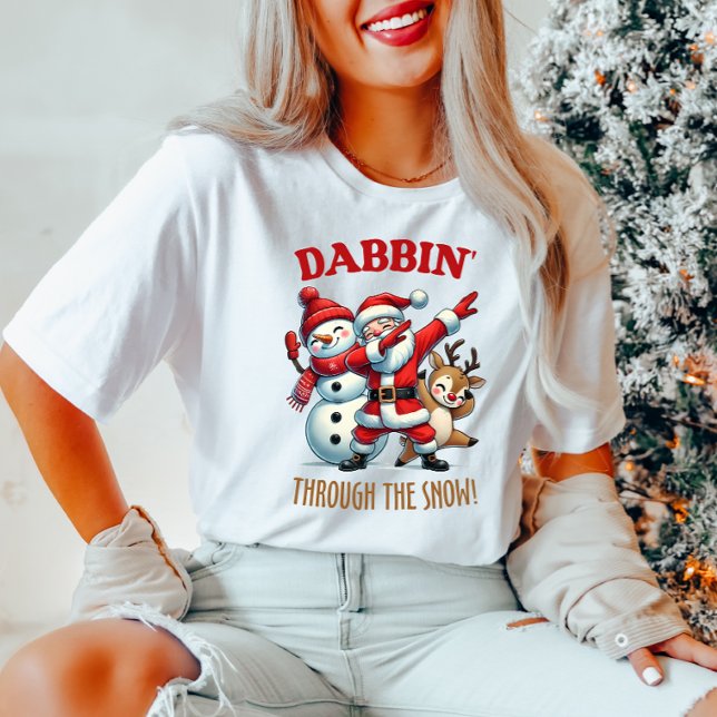 T-shirt Fun Père Noël Dabbing À Travers La Neige (Créateur téléchargé)