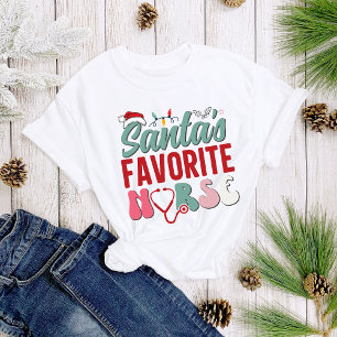 T-shirt Fun Père Noël infirmière préférée Noël Femmes