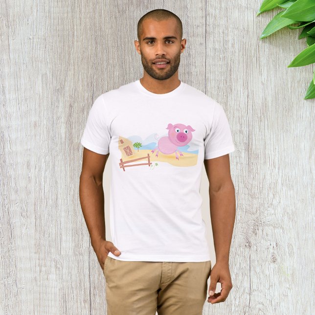 T-shirt Fun Pig sur ferme avec grange et clôture (Créateur téléchargé)