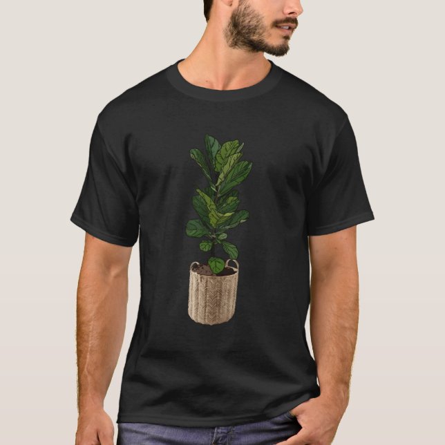 T-shirt Fun Plante Maman Fiddle Feuille Fig Dans Panier En (Devant)