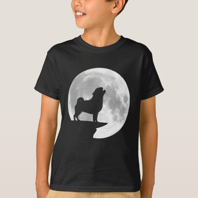 T-shirt Fun Pug Hurle Pleine Lune Halloween (Devant)