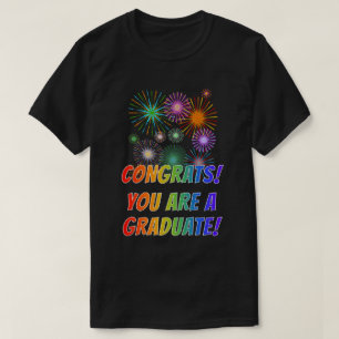 T-shirt Fun Rainbow Look "FÉLICITES ! VOUS ÊTES DIPLÔMÉE !