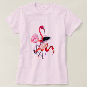 T-shirt Fun rose flamingo aquarelle illustration