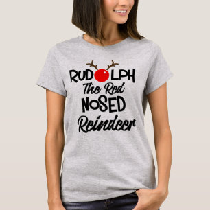 T-shirt Fun Rudolph Le Rindeer Rouge à nez rouge Xmas