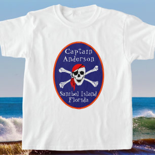 T-shirt Fun Sanibel Island FL Pirate avec nom Enfant