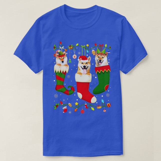 T-shirt Fun Shiba Inu Stocker Noël Chaussettes de Noël Noë (Design devant)