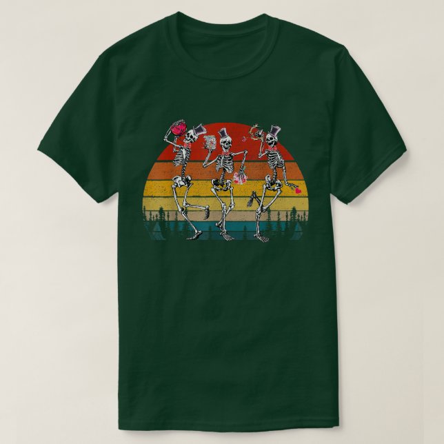 T-shirt Fun Skeleton Dancing Dead Inside Mais c'est Valent (Design devant)