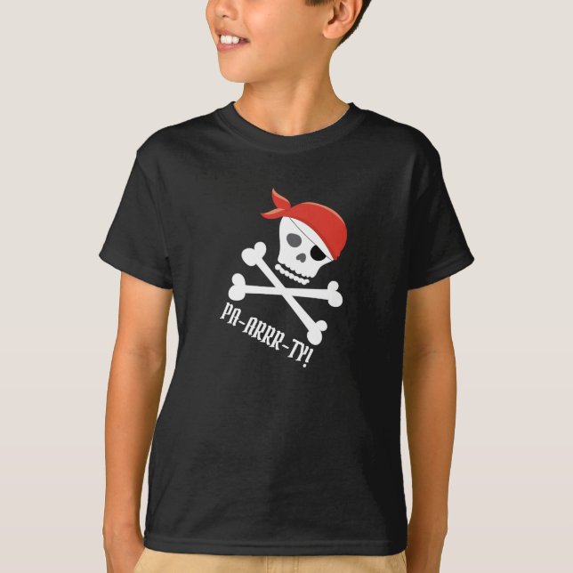 T-shirt Fun Skull Crossbones Pirate Thème Pa-arrr ty! (Devant)