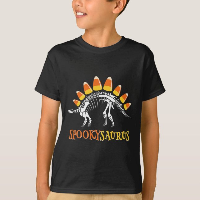 T-shirt Fun Spookysaurus Candy Corn Dinosaur Halloween Tod (Devant)