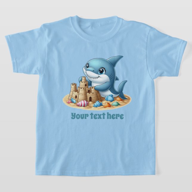 T-shirt Fun Summer requin ajouter du texte unisex (Poser)