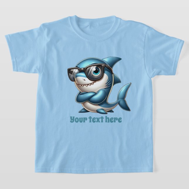 T-shirt Fun Summer requin ajouter textos garçons (Poser)