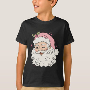 T-shirt Fun Vintage Pink Santa Claus Pink Noël Hommes de N