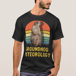 T-shirt Fun Vintage Retro Groundhog Day Ground Hog Sunset