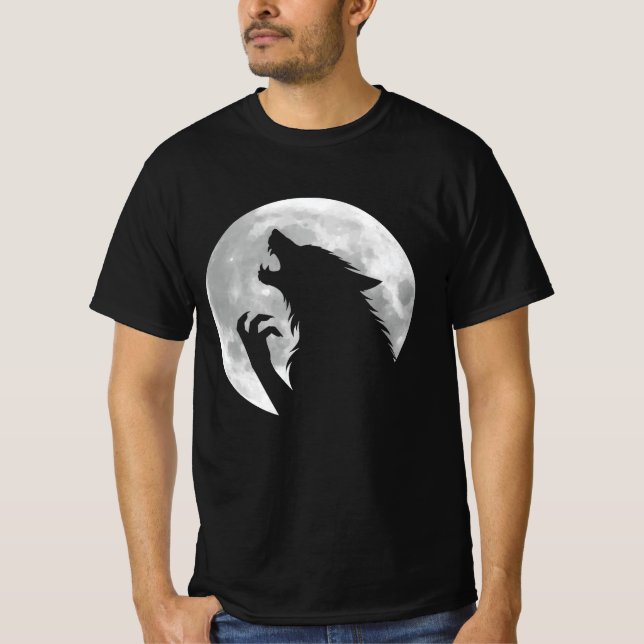 T-shirt Fun Werewolf Pleine lune Phase Halloween (Devant)