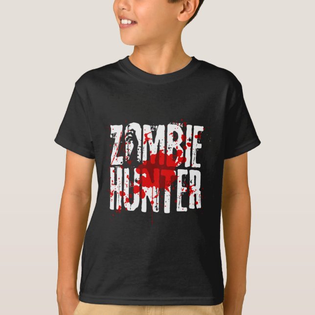 T-shirt Fun Zombie Hunter Design Pour Garçons Filles Hallo (Devant)