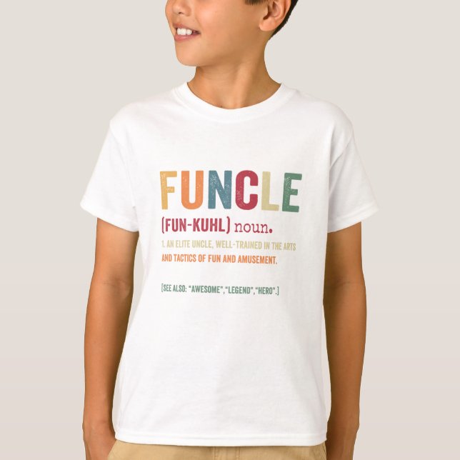 T-shirt Funcle Funny Uncle Définition, Awesome Legend Hero (Devant)
