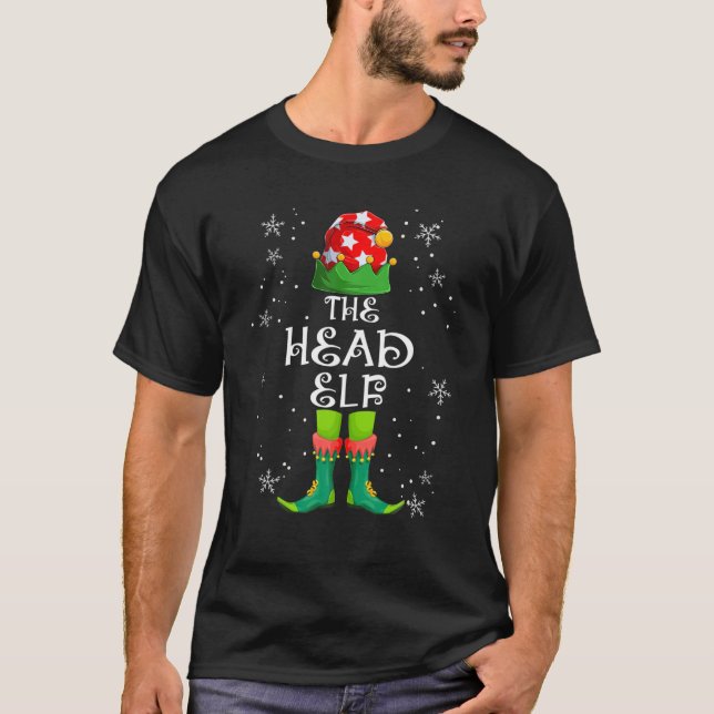 T-shirt Fundy Head Elf Group Matching Family Christmas Paj (Devant)