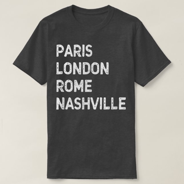 T-shirt Fundy Paris Londres Rome, Nashville - Music City U (Design devant)