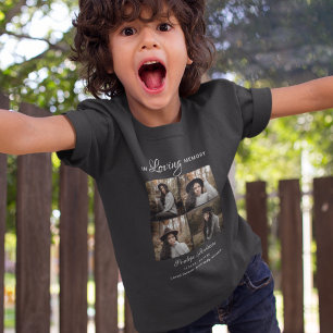 T-Shirt Funéraire Collage Photo Moderne 4 Enfants
