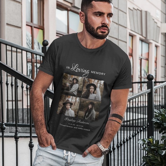 T-shirt funéraire de collection de 4 photos modern (Créateur téléchargé)