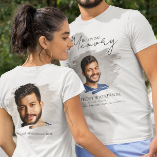 T-Shirt Funéraire Élégant avec Photo Avant et Arri