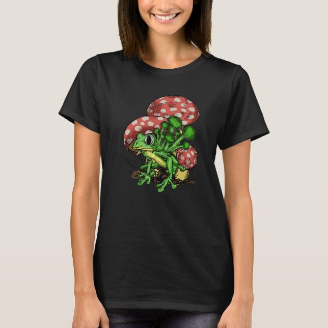 T-shirt Fungus Magic Psilocybin Champignons Grenouille Gra (Devant)