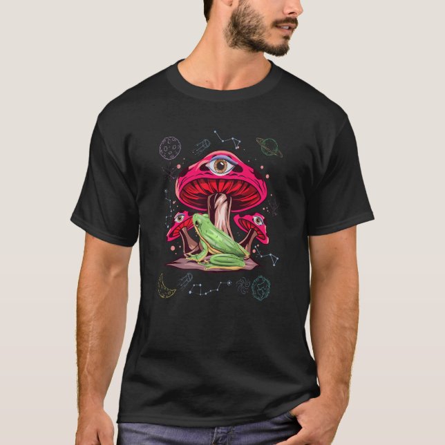 T-shirt Fungus Magic Psilocybin Champignons Grenouille Uni (Devant)