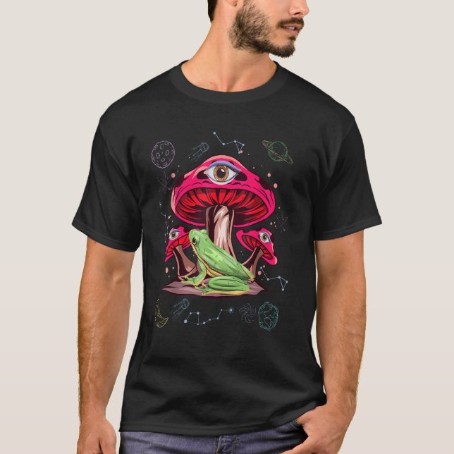 T-shirt Fungus Magic Psilocybin Mushrooms Frog The Univers (Devant)