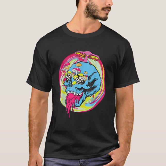 T-shirt Fungus Magic Psilocybin Mushrooms Tie Dye Skull (Devant)