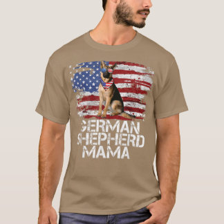 T-shirt Funky 4 Juillet berger allemand MAMA AMERICAN FLAG