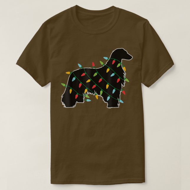 T-shirt Funky Afghan Greyhound Chien Tree lumières de Noël (Design devant)