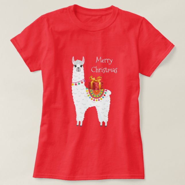 T-shirt Funky Alpaca Noël jolie lama (Design devant)