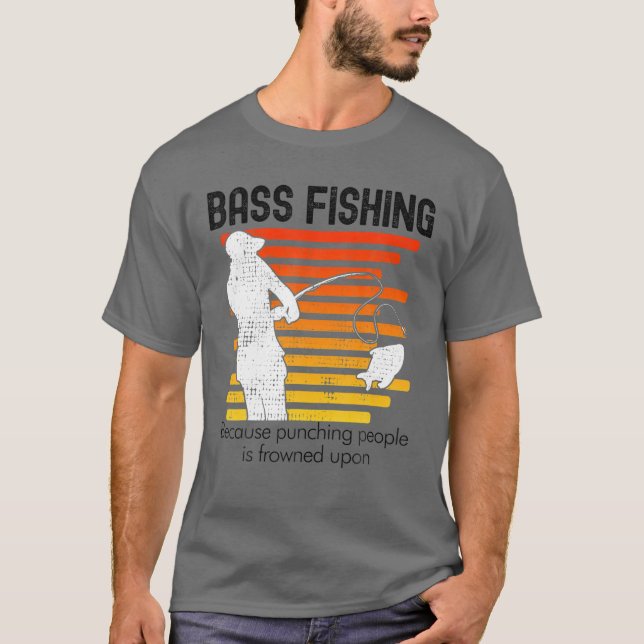 T-shirt Funky Bass Fishing Retro (Devant)