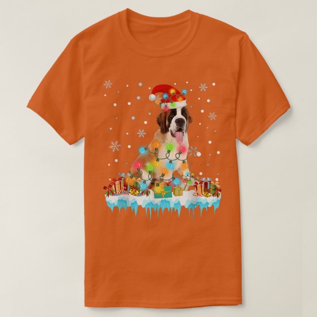 T-shirt Funky Bernard Dog Tree lumières Noël Noël Noël Paj (Design devant)
