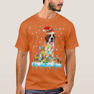 T-shirt Funky Bernard Dog Tree lumières Noël Noël Noël Paj