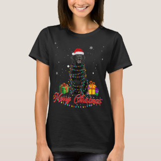 T-shirt Funky Black Lab Chien Noël Père Noël Christmas Lig