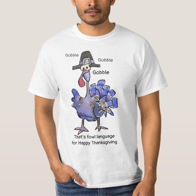 T-shirt Funky Blue Turkey Gobble T Shirt (Devant)