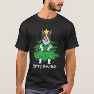 T-shirt Funky Bordure Collie Arbre de Noël Ornement Chien