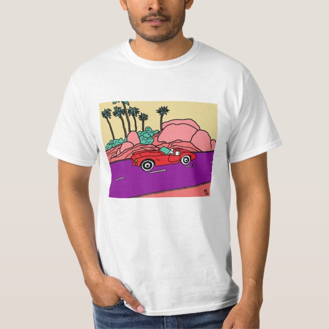 T-shirt Funky Car on Beach Road (Devant)