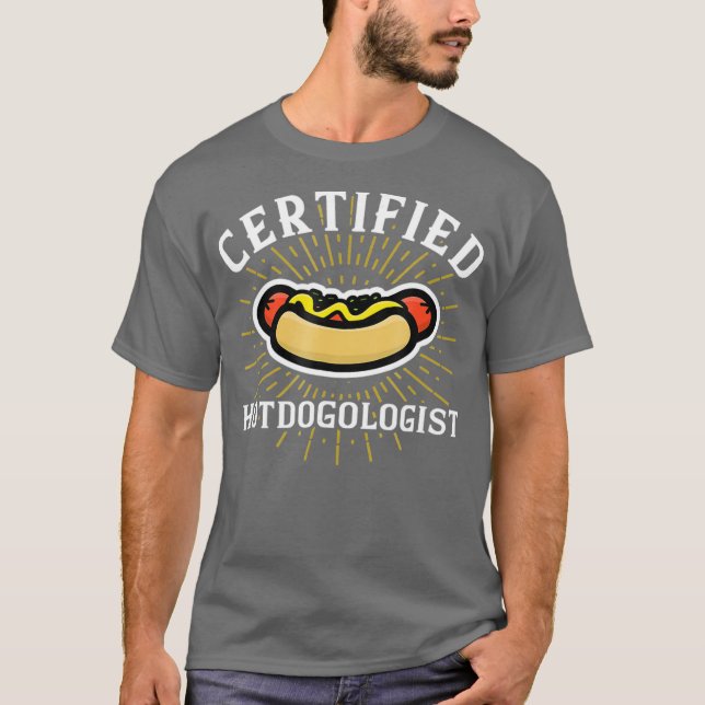 T-shirt Funky Certified Hotdogologist Hot Dog (Devant)