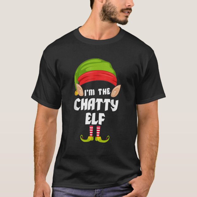 T-shirt Funky Chatty Elf Matching Family Group PJ Christma (Devant)