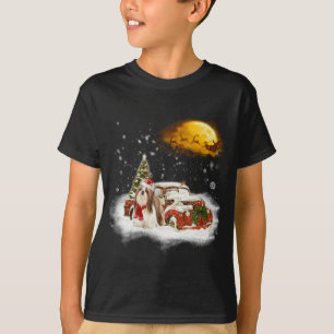 T-shirt Funky Chien Tzu Chien Chaussure Camion Rouge Noël 