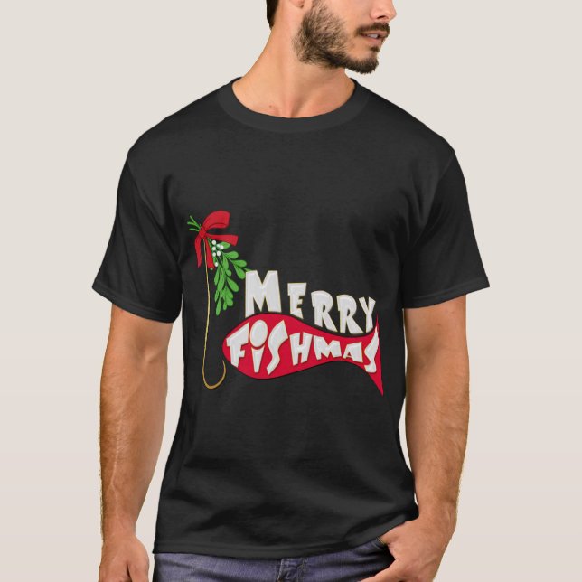 T-shirt Funky Christmas Fishing - Joyeux Fishmas (Devant)