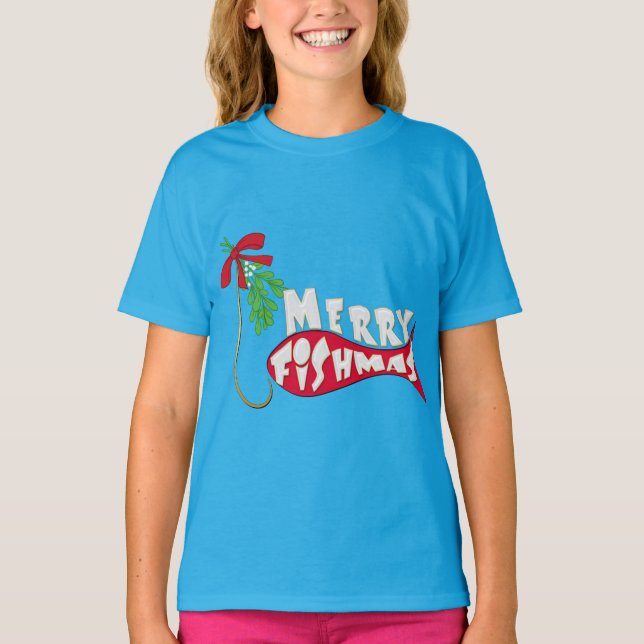 T-shirt Funky Christmas Fishing - Joyeux Fishmas (Devant)