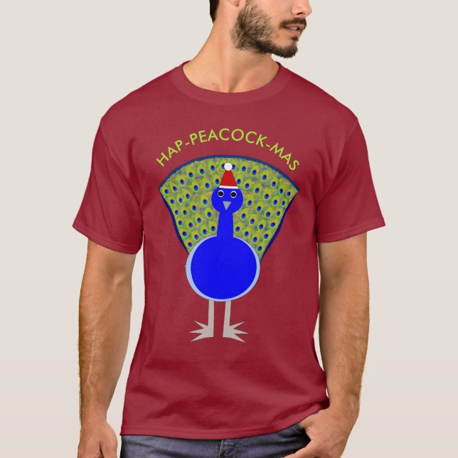 T-shirt Funky Christmas Peacock Custom (Devant)