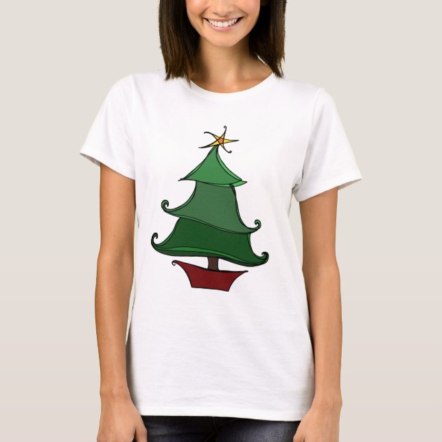 T-shirt funky Christmas Tree Sketch (Devant)