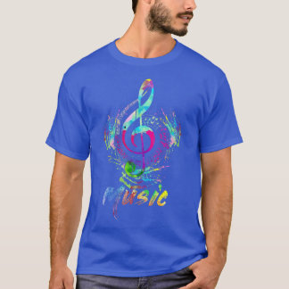 T-shirt Funky Colorful Music Treble Clef note musicale