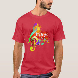 T-shirt Funky Colorful Musicreble Clef note musicale Art v